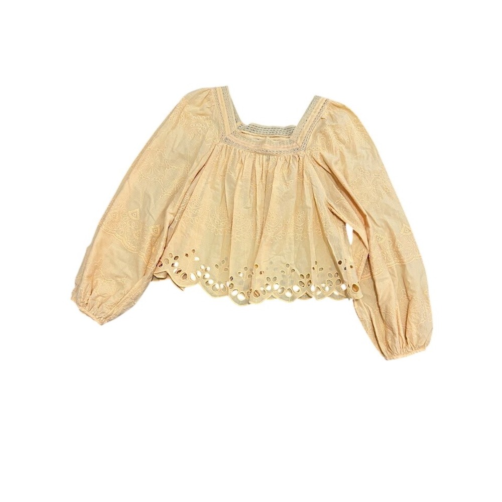 Universal Thread Goods Co Square Neck Eyelet Embroidered Peasant Blouse‎ Peach S